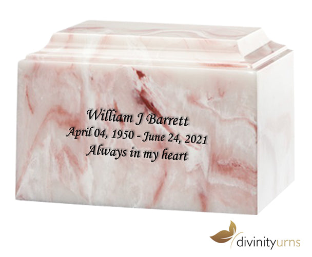 Pink Onyx Cultured Marble Cremation Urn,  Cultured Marble Urn - Divinity Urns