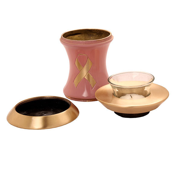 Ribbon Tealight Urn in Pink -  product_seo_description -  Tealight Urn -  Divinity Urns.