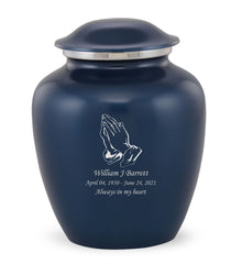 Grace Praying Hands Custom Engraved Adult Cremation Urn for Ashes in Blue,  Grace Urns - Divinity Urns