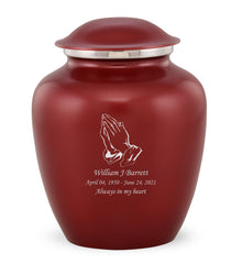 Grace Praying Hands Custom Engraved Adult Cremation Urn for Ashes in Red,  Grace Urns - Divinity Urns