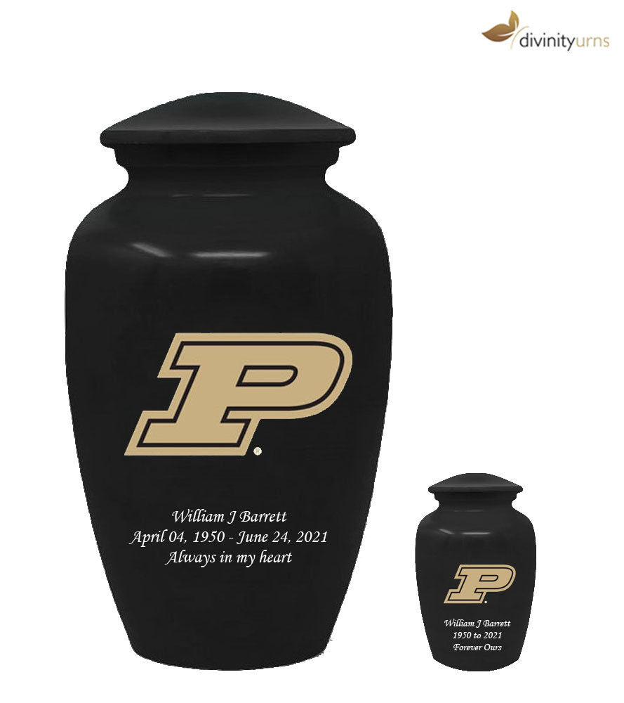 Purdue Collegiate Football Cremation Urn, Black Funeral Urn,  Sports Urn - Divinity Urns