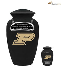 Purdue Collegiate Football Cremation Urn, Black Funeral Urn