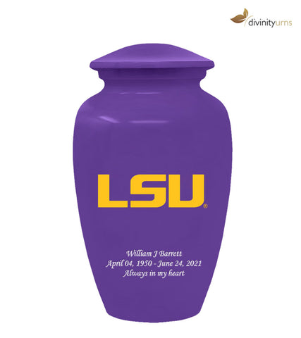 Purple Louisiana State University Tigers Memorial Cremation Urn,  Sports Urn - Divinity Urns