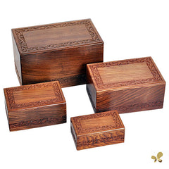 Solid Rosewood Cremation Urn - Border Carved Design -  product_seo_description -  Adult Urn -  Divinity Urns.
