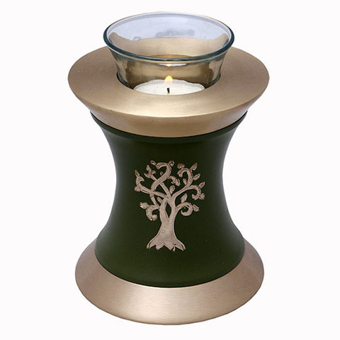 Solace Tree Tealight Urn in Green -  product_seo_description -  Tealight Urn -  Divinity Urns.