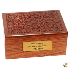 Solid Rosewood Cremation Urn - Tree of Life Design