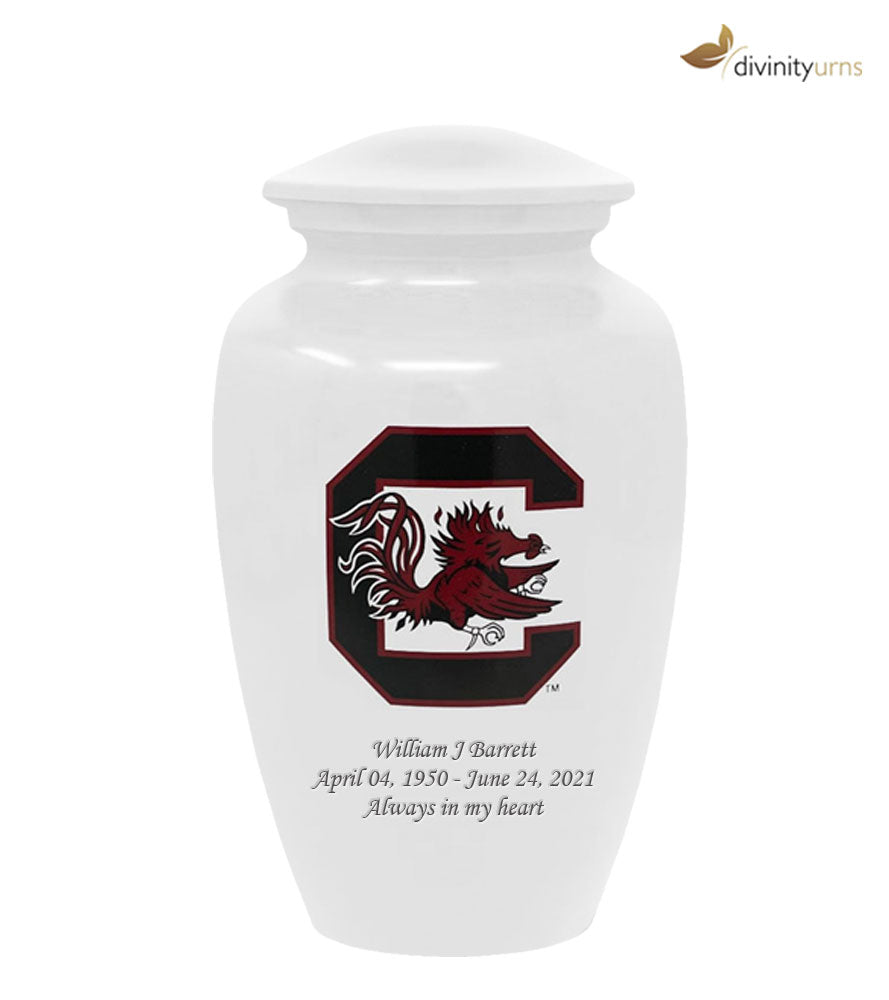 University of South Carolina Gamecocks White Memorial Cremation Urn,  Sports Urn - Divinity Urns