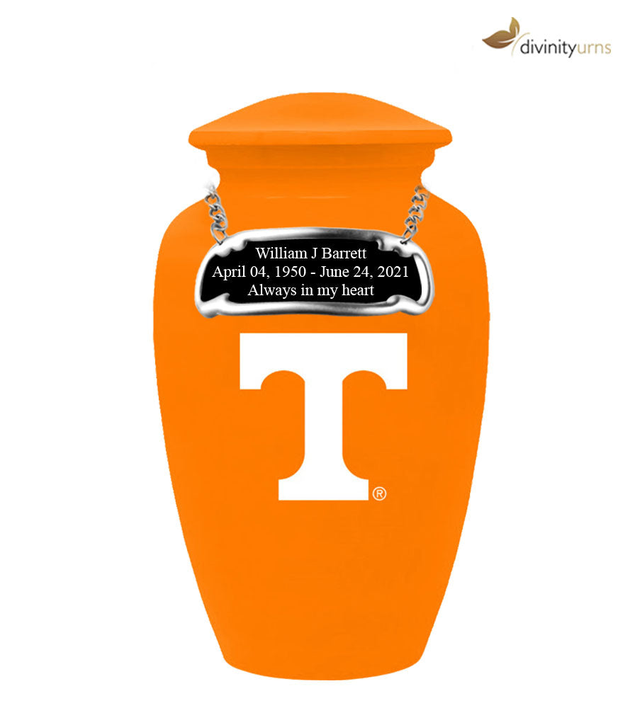 University of Tennessee Volunteers Orange Memorial Cremation Urn,  Sports Urn - Divinity Urns