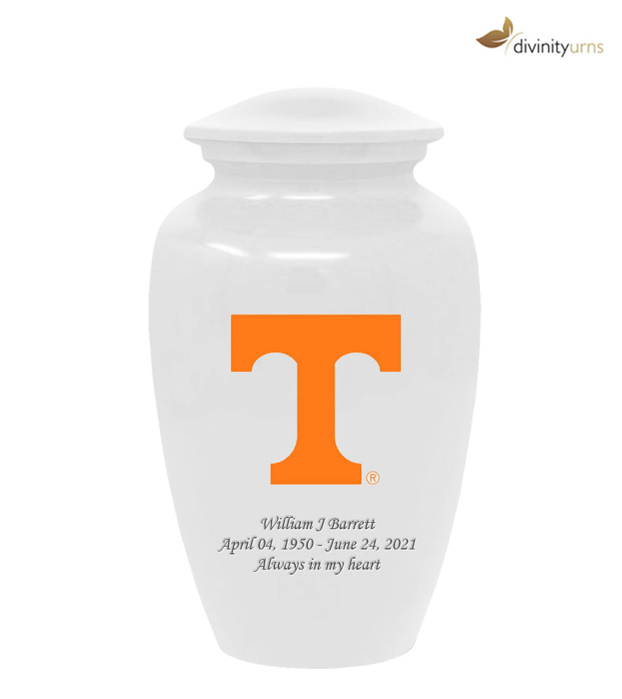 University of Tennessee Volunteers White Memorial Cremation Urn,  Sports Urn - Divinity Urns