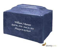 Twilight Blue Pillared Cultured Marble Adult Cremation Urn,  Cultured Marble Urn - Divinity Urns