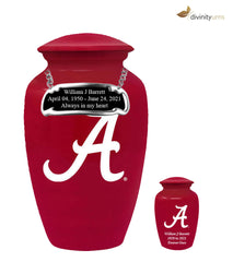 Red Alabama Crimson Tide Collegiate Football Cremation Urn with White 
