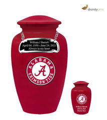 Red Alabama Crimson Tide Collegiate Football Cremation Urn with Seal Logo