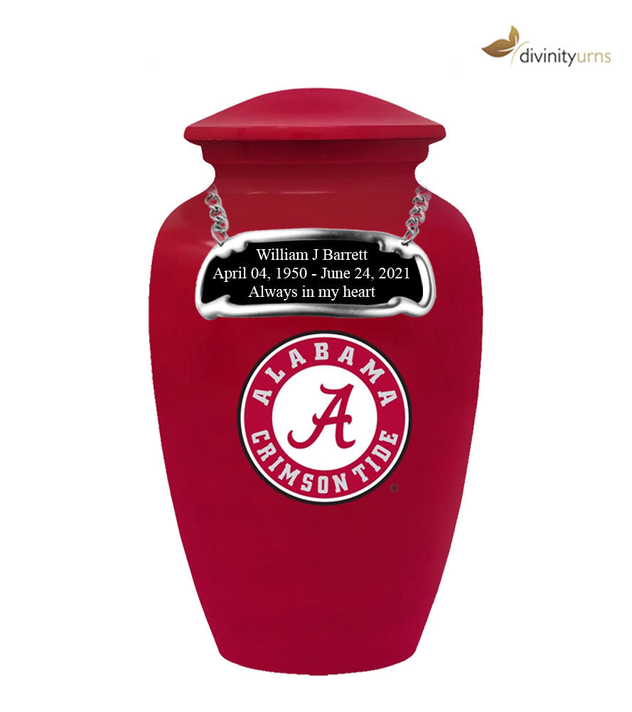 Red Alabama Crimson Tide Collegiate Football Cremation Urn with Seal Logo,  Sports Urn - Divinity Urns