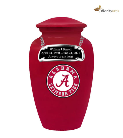 Red Alabama Crimson Tide Collegiate Football Cremation Urn with Seal Logo,  Sports Urn - Divinity Urns