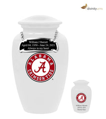 White Alabama Crimson Tide Collegiate Football Cremation Urn with Seal Logo