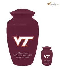 Virginia Tech Collegiate Football Classic Urn - Maroon/Burgundy Funeral Urn,  Sports Urn - Divinity Urns