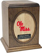 University of Mississippi Ole Miss Rebels Wooden Memorial Cremation Urn - Divinity Urns