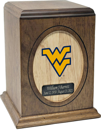 West Virginia University Mountaineers Wooden Memorial Cremation Urn - Divinity Urns