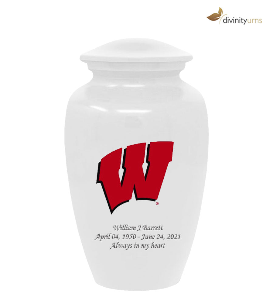 University of Wisconsin Badgers Red Memorial Cremation Urn,  Sports Urn - Divinity Urns