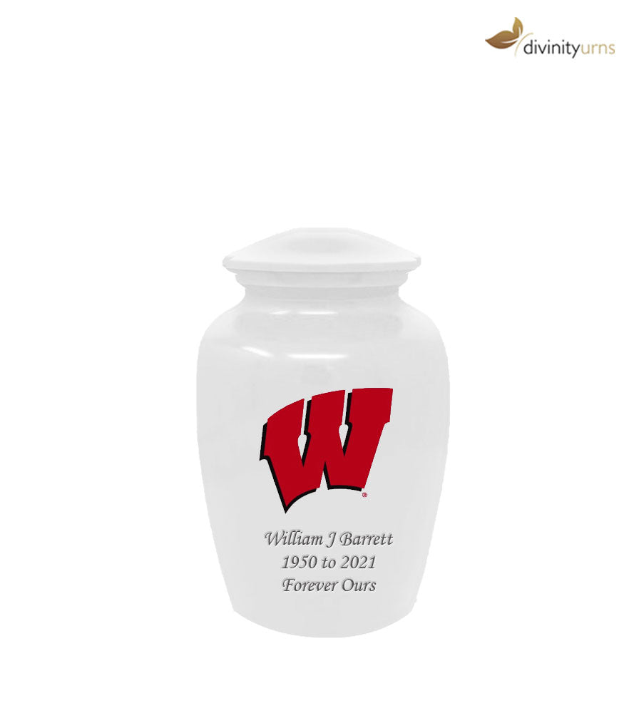 University of Wisconsin Badgers Red Memorial Cremation Urn,  Sports Urn - Divinity Urns