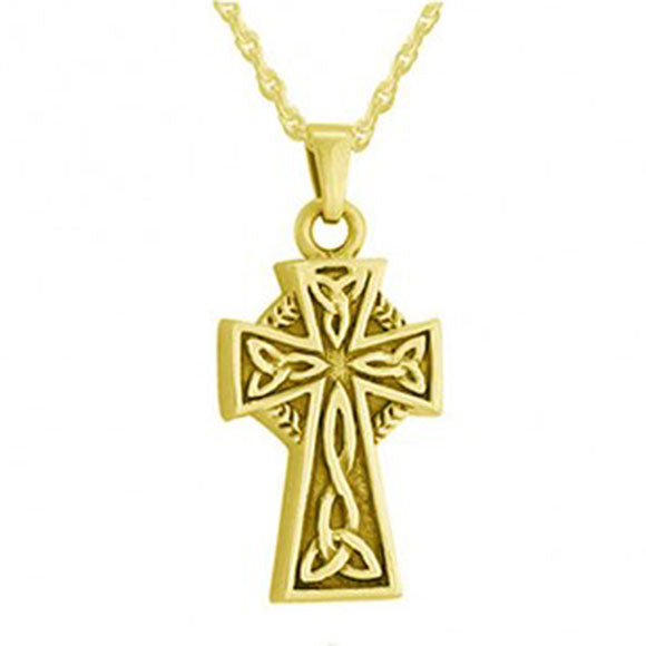 Celtic Cross Cremation Jewelry For Ashes in Gold -  product_seo_description -  Jewelry -  Divinity Urns.