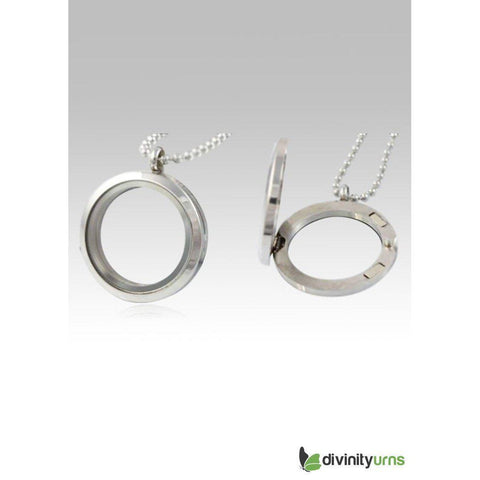 Circular Locket Stainless Steel Cremation Keepsake Pendant -  product_seo_description -  Jewelry -  Divinity Urns.