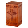Image of Solid Rosewood Cremation Urn with Engraved Cross -  product_seo_description -  Adult Urn -  Divinity Urns.