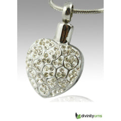 Crystal Heart Stainless Steel Cremation Keepsake Pendant -  product_seo_description -  Memorial Ceremony Supplies -  Divinity Urns.