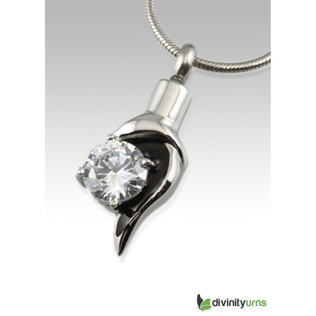 Diamond Accent Stainless Steel Cremation Keepsake Pendant -  product_seo_description -  Memorial Ceremony Supplies -  Divinity Urns.