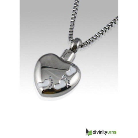 Foot Print Stainless Steel Cremation Keepsake Pendant -  product_seo_description -  Memorial Ceremony Supplies -  Divinity Urns.