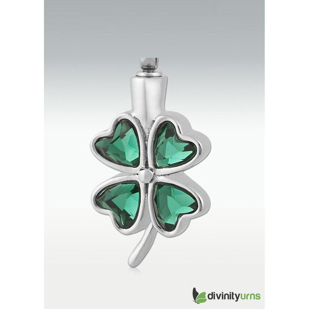 Green Glass Clover-Shamrock Pendant -  product_seo_description -  Memorial Ceremony Supplies -  Divinity Urns.