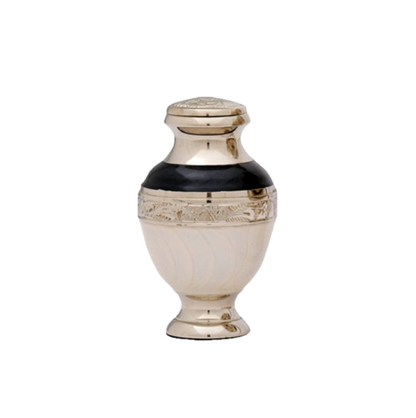 Elegant Pearl White Brass Cremation Urn, Brass Urn - Divinity Urns