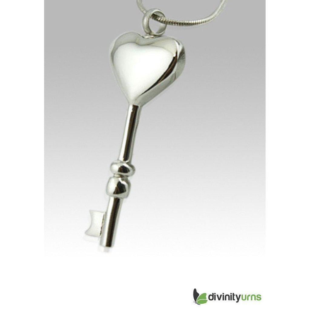 Key To My Heart Stainless Steel Cremation Keepsake Pendant -  product_seo_description -  Memorial Ceremony Supplies -  Divinity Urns.