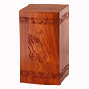 Image of Solid Rosewood Cremation Urn with Hand Carved Praying Hand -  product_seo_description -  Adult Urn -  Divinity Urns.