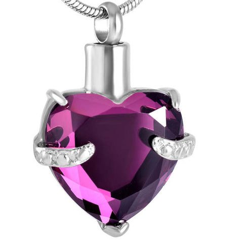 Hold My Heart Amethyst Cremation Pendant -  product_seo_description -  Jewelry -  Divinity Urns.