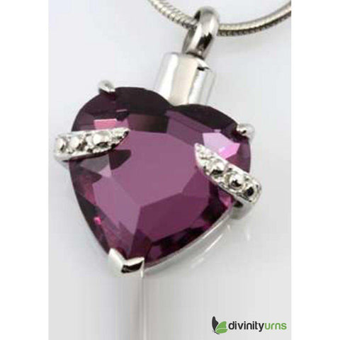 Silver Hold My Heart Amethyst Jewelry -  product_seo_description -  Memorial Ceremony Supplies -  Divinity Urns.