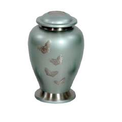 Teal Butterfly Brass Cremation Urn