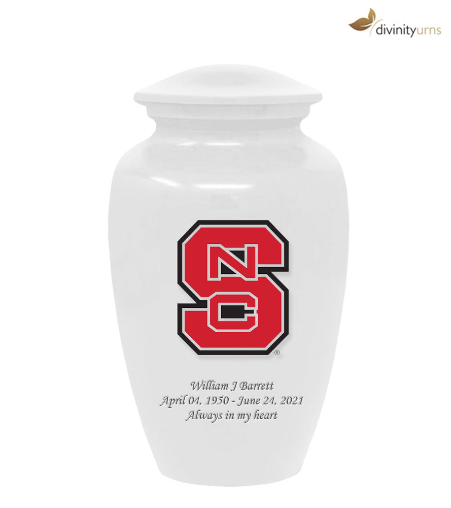 White North Carolina State Wolfpack Collegiate Cremation Urn,  Sports Urn - Divinity Urns